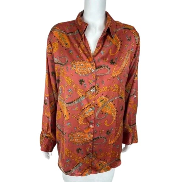 Haver + Blair Paisley Print Button-Up Blouse - Picture 1 of 6